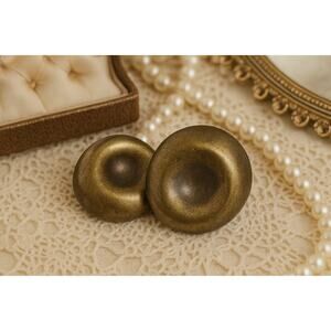 Vintage Brass Round Clip-On Earrings – 60s Statement Jewelry